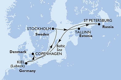 Nemecko, Dánsko, Švédsko, Estónsko, Rusko z Kodaně na lodi MSC Preziosa