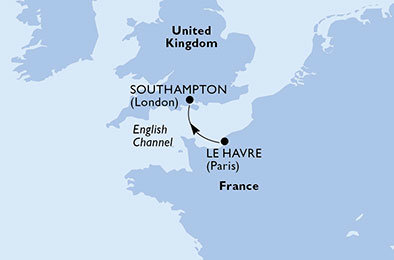 Francúzsko, Veľká Británia z Le Havre na lodi MSC Preziosa