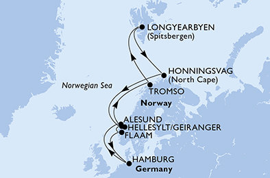 Nemecko, Nórsko z Hamburgu na lodi MSC Meraviglia