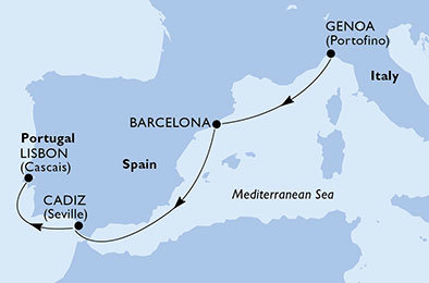 Taliansko, Španielsko, Portugalsko z Janova na lodi MSC Seaview