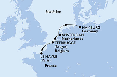 Francúzsko, Belgicko, Holandsko, Nemecko z Le Havre na lodi MSC Magnifica