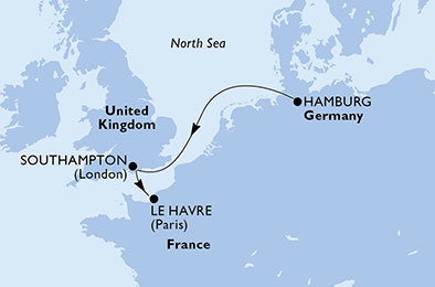 Nemecko, Francúzsko, Veľká Británia z Hamburgu na lodi MSC Magnifica