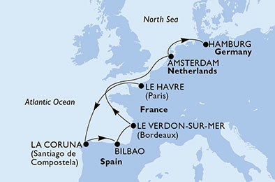 Francúzsko, Španielsko, Holandsko, Nemecko z Le Havre na lodi MSC Magnifica