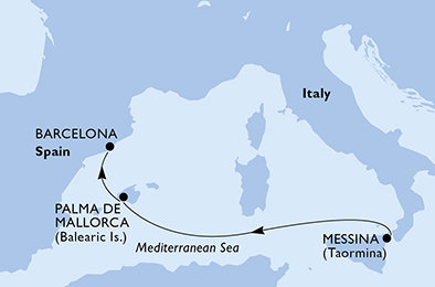 Taliansko, Španielsko z Messiny na lodi MSC Seaside