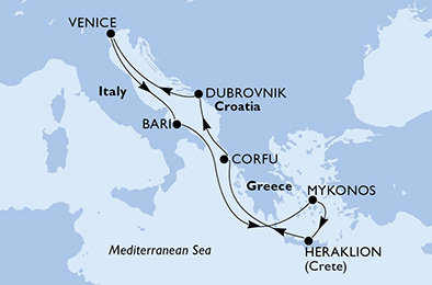 Taliansko, Grécko, Chorvátsko z Benátok na lodi MSC Lirica