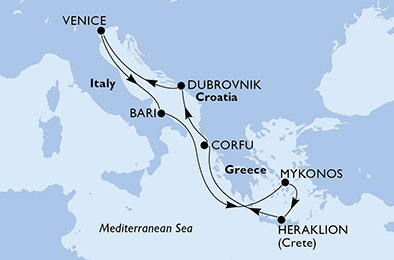 Taliansko, Grécko, Chorvátsko z Bari na lodi MSC Lirica