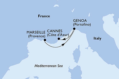 Francúzsko, Taliansko z Marseille na lodi MSC Fantasia