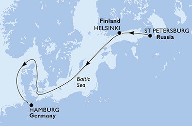 Rusko, Fínsko, Nemecko z Petrohradu na lodi MSC Meraviglia