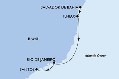 Brazília zo Salvadoru na lodi MSC Poesia