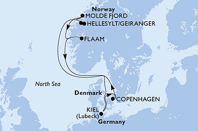 Nemecko, Dánsko, Nórsko z Kielu na lodi MSC Meraviglia