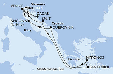 Taliansko, Chorvátsko, Grécko, Slovinsko z Benátok na lodi MSC Sinfonia