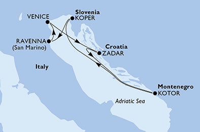 Taliansko, Chorvátsko, Čierna Hora, Slovinsko z Benátok na lodi MSC Lirica