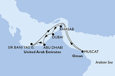 Spojené arabské emiráty, Omán z Dubaja na lodi MSC Bellissima
