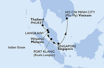 Thajsko, Malajzia, Singapur, Vietnam na lodi MSC Splendida