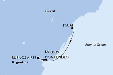 Brazília, Uruguaj, Argentína na lodi MSC Sinfonia