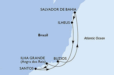 Brazília zo Salvadoru na lodi MSC Seaview