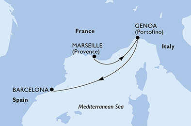 Francúzsko, Taliansko, Španielsko z Marseille na lodi MSC Musica