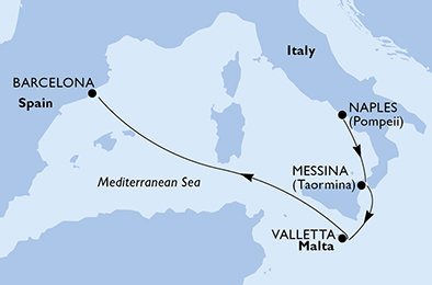Taliansko, Malta, Španielsko z Neapolu na lodi MSC Seaview
