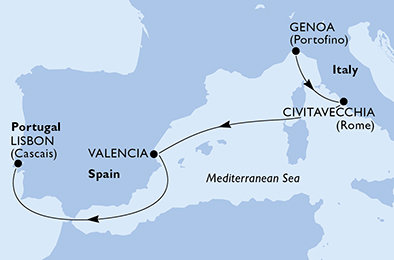 Taliansko, Španielsko, Portugalsko z Janova na lodi MSC Divina