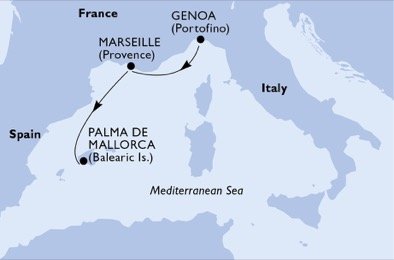 Taliansko, Francúzsko, Španielsko z Janova na lodi MSC Fantasia