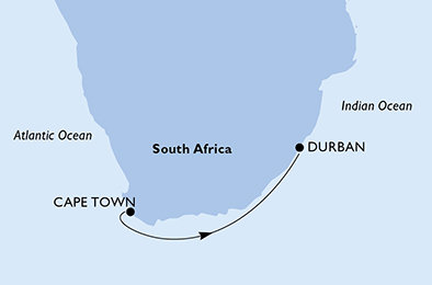 Juhoafrická republika, Juhoafrihoafrická republika z Kapského Mesta na lodi MSC Orchestra
