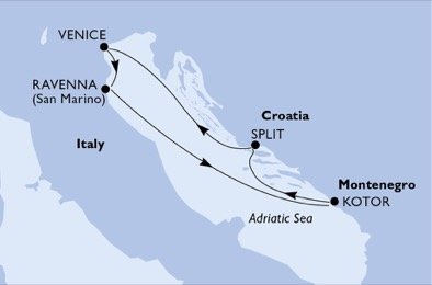 Taliansko, Čierna Hora, Chorvátsko z Benátok na lodi MSC Orchestra