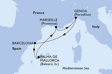 Taliansko, Španielsko, Francúzsko z Janova na lodi MSC Opera