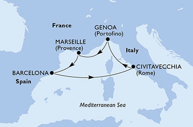 Taliansko, Francúzsko, Španielsko z Janova na lodi MSC Poesia