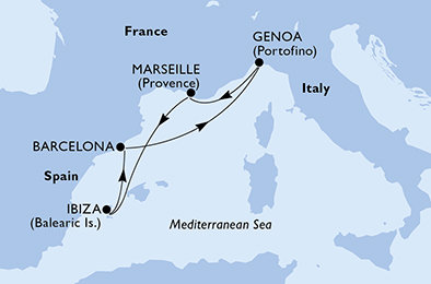 Francúzsko, Španielsko, Taliansko z Marseille na lodi MSC Poesia