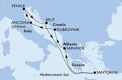 Taliansko, Chorvátsko, Grécko, Albánsko z Benátok na lodi MSC Sinfonia
