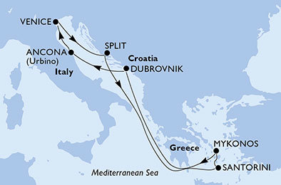 Taliansko, Chorvátsko, Grécko z Ancony na lodi MSC Sinfonia