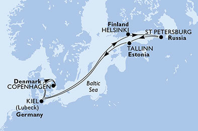 Nemecko, Dánsko, Fínsko, Rusko, Estónsko z Kielu na lodi MSC Meraviglia