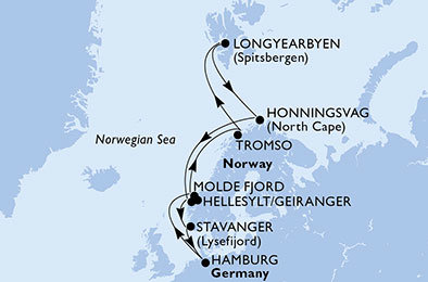Nemecko, Nórsko z Hamburgu na lodi MSC Preziosa