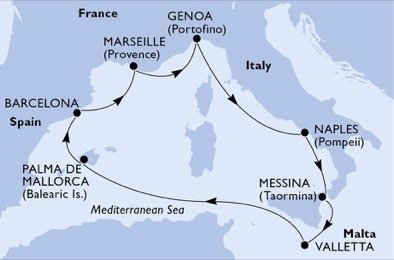 Taliansko, Malta, Španielsko, Francúzsko z Janova na lodi MSC Grandiosa
