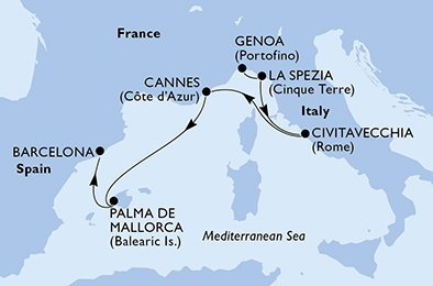 Taliansko, Francúzsko, Španielsko z Janova na lodi MSC Seaview