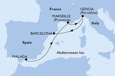 Španielsko, Francúzsko, Taliansko z Málagy na lodi MSC Opera