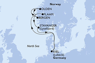 Nemecko, Nórsko z Kielu na lodi MSC Splendida
