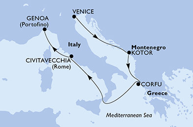 Taliansko, Čierna Hora, Grécko z Benátok na lodi MSC Magnifica