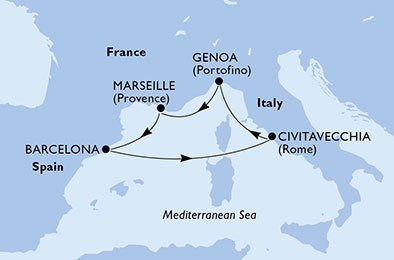 Taliansko, Francúzsko, Španielsko z Civitavechie na lodi MSC Poesia