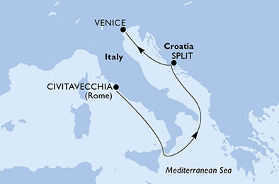 Taliansko, Chorvátsko z Civitavechie na lodi MSC Lirica