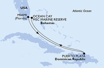 USA, Dominikánska republika, Bahamy z Miami na lodi MSC Meraviglia