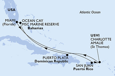 USA, Dominikánska republika, Bahamy z Miami na lodi MSC Seaside