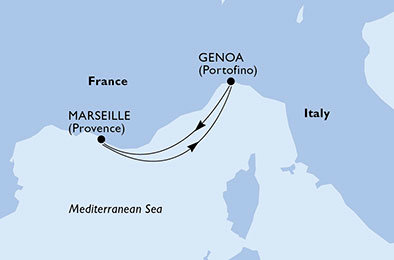Francúzsko, Taliansko z Marseille na lodi MSC Splendida