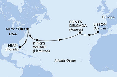 USA, USA - Východné pobrežie, Bermudy, Portugalsko z Miami na lodi MSC Meraviglia