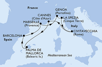 Taliansko, Francúzsko, Španielsko z Janova na lodi MSC Seaview