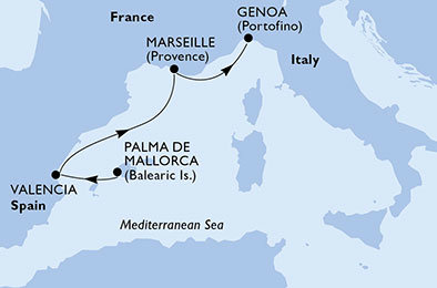 Španielsko, Francúzsko, Taliansko z Palmy de Mallorca na lodi MSC Fantasia