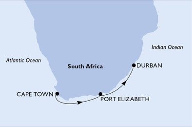 Juhoafrická republika z Kapského Mesta na lodi MSC Musica