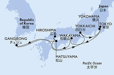 Japonsko, Južná Kórea z Tokia na lodi MSC Bellissima