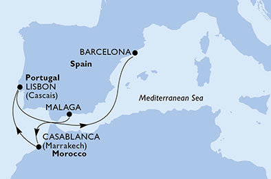 Španielsko, Maroko, Portugalsko z Málagy na lodi MSC Splendida