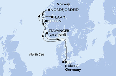 Nemecko, Nórsko z Kielu na lodi MSC Splendida